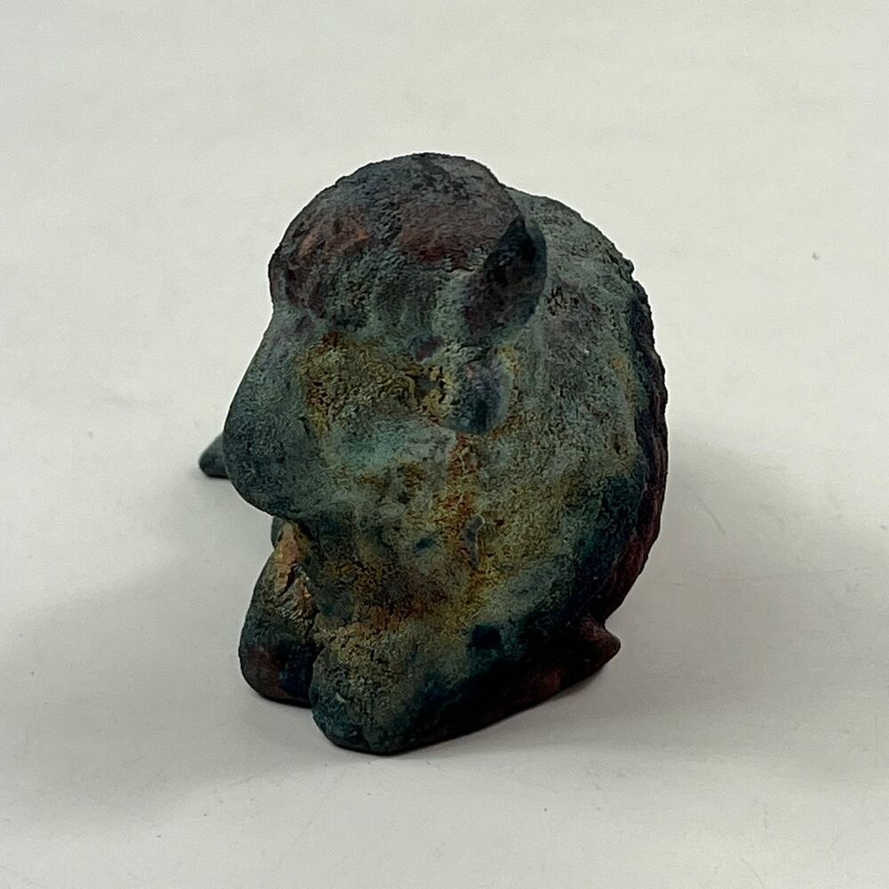 Raku Fired Bull Figurine Primitive Studio Pottery Ox Sculpture Handmade Art 4" - Picture 2 of 12